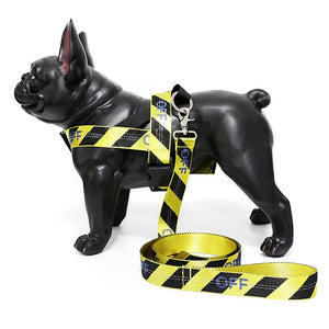 Woof-White Hazard Harness & Leash Hype Pups designer dog clothes.