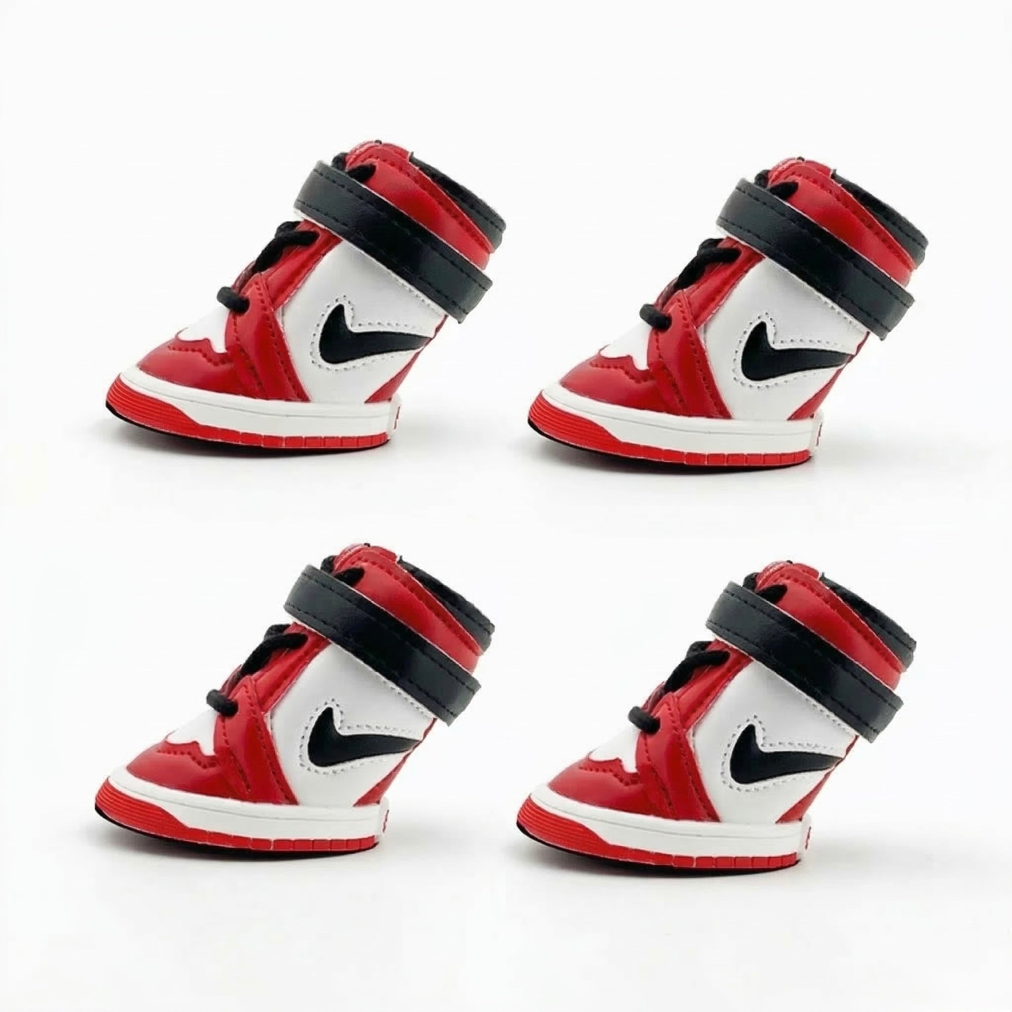 Air Bud Sneakers high-top dog shoes in Bred colorway red black white with velcro straps