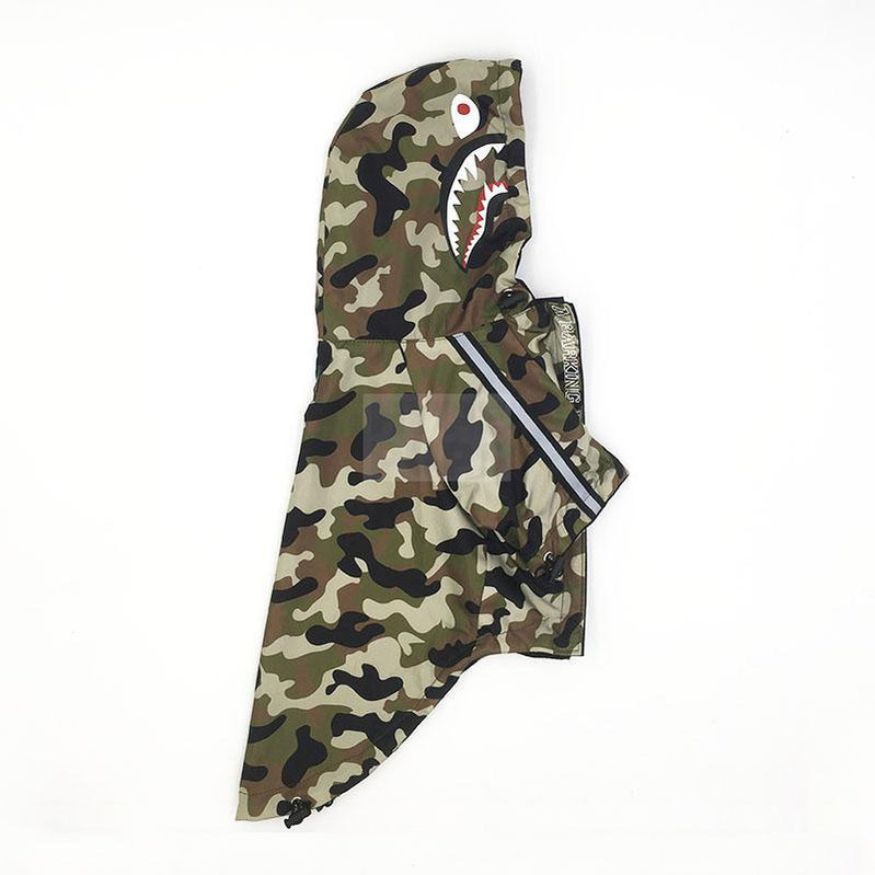 A Barking Pup Camo Windbreaker Hype Pups designer dog clothes.
