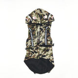 A Barking Pup Camo Windbreaker Hype Pups designer dog clothes.