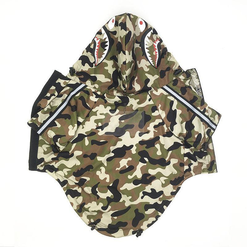 A Barking Pup Camo Windbreaker Hype Pups designer dog clothes.