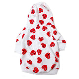 CDG Heart Print Hoodie Hype Pups designer dog clothes.