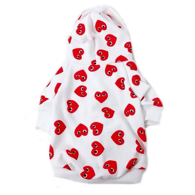 CDG Heart Print Hoodie Hype Pups designer dog clothes.