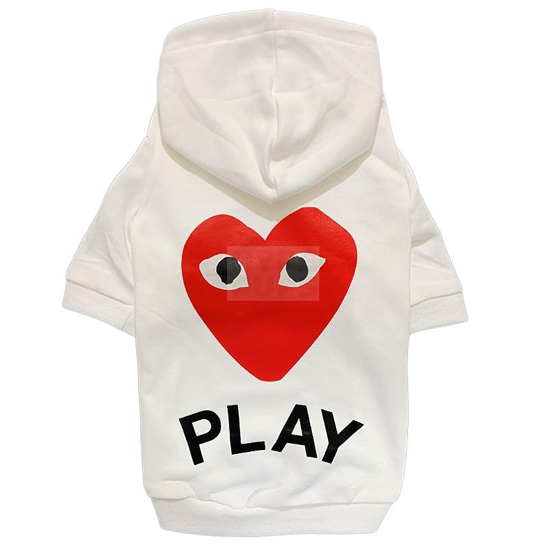 CDG Play Hoodie Hype Pups designer dog clothes.
