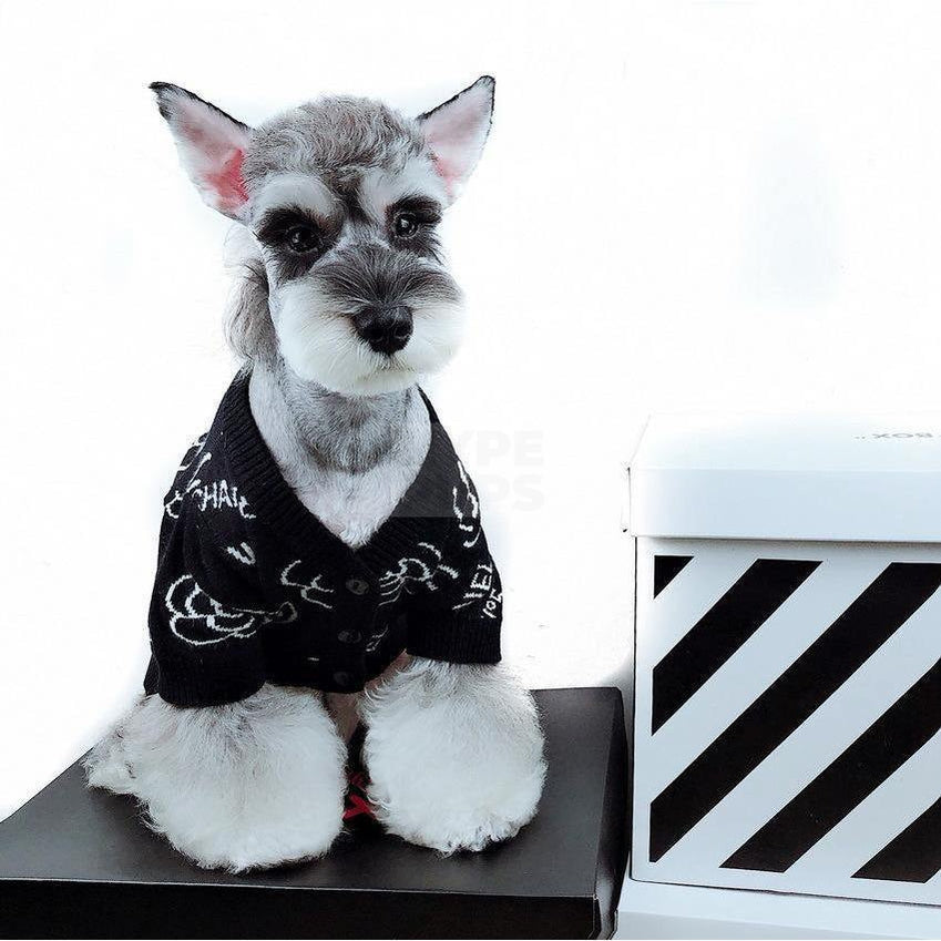 Chewnel No. 5 Sweater Hype Pups designer dog clothes.