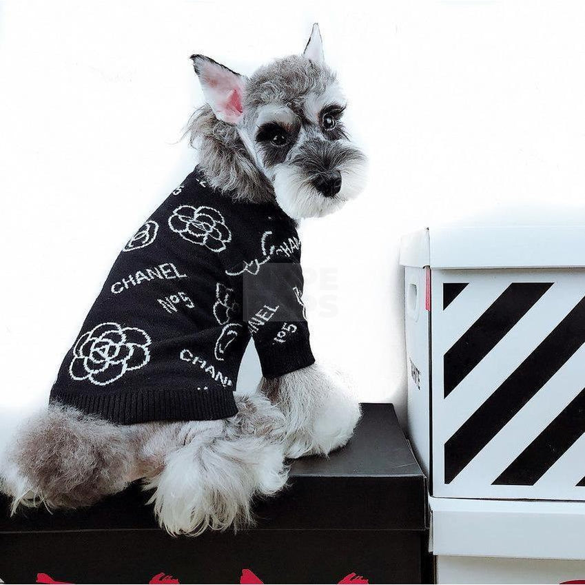 Chewnel No. 5 Sweater Hype Pups designer dog clothes.