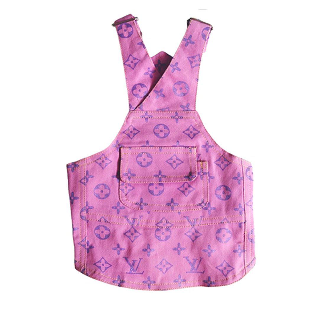 Chewy V Denim Overalls Hype Pups designer dog clothes.