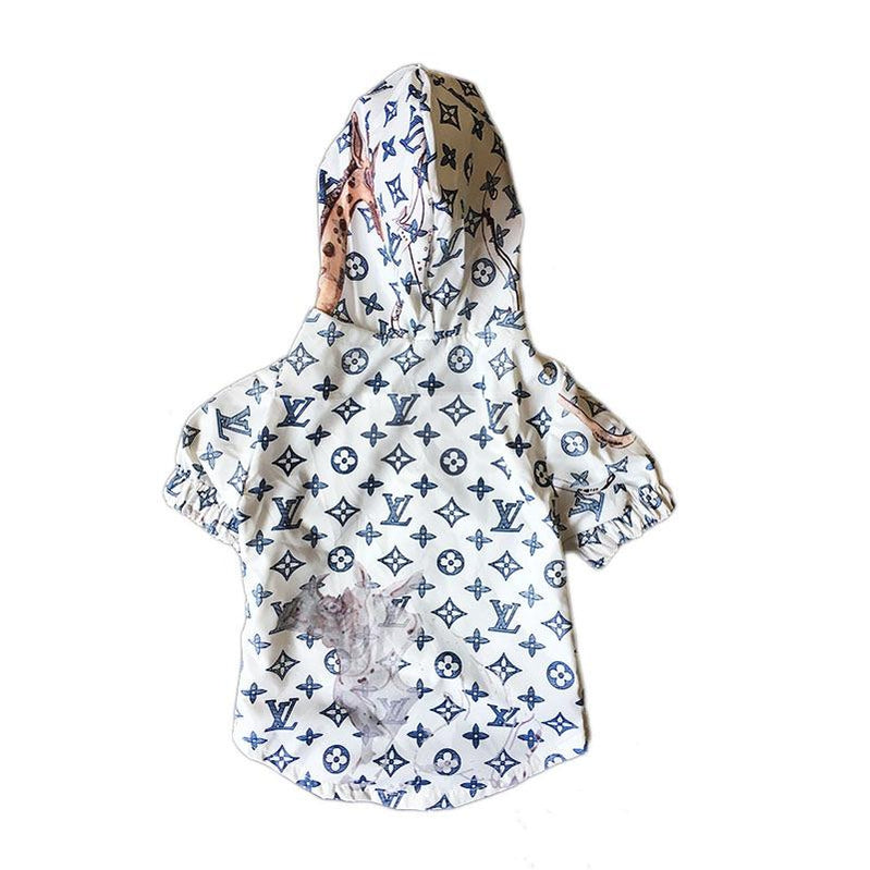 Chewy V Jungle Rain Jacket Hype Pups designer dog clothes.