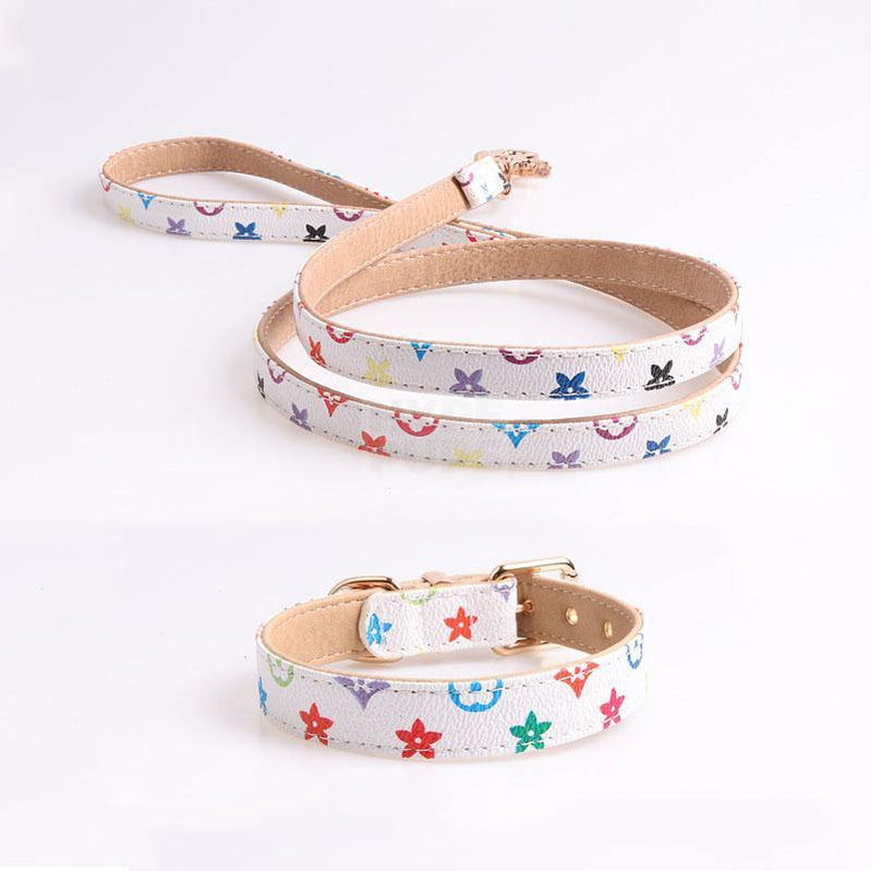 Chewy V Monogram Collar & Leash Hype Pups designer dog clothes.