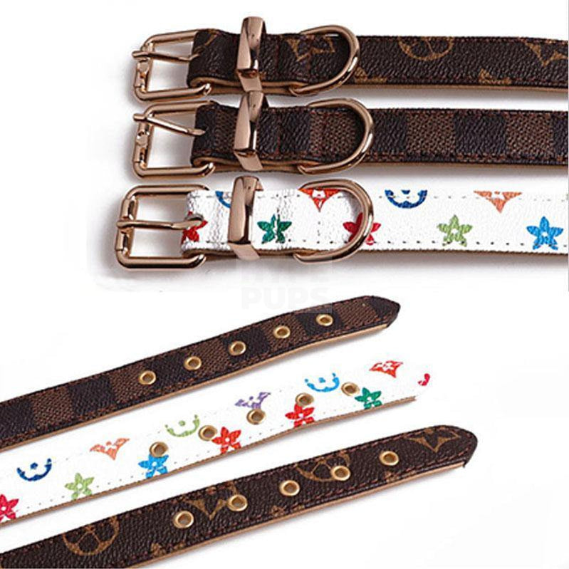 Chewy V Monogram Collar & Leash Hype Pups designer dog clothes.