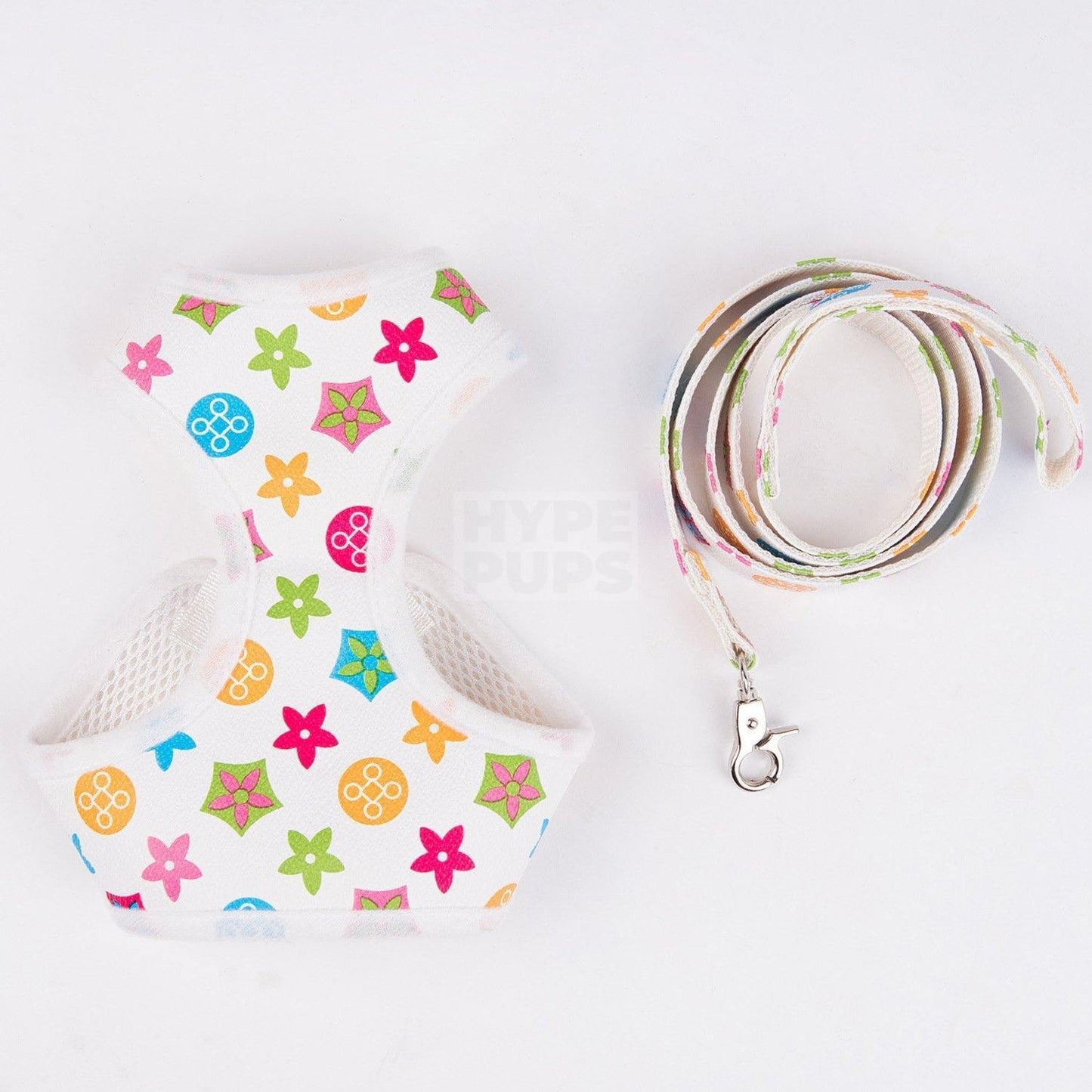 Chewy V Monogram Harness & Leash Hype Pups designer dog clothes.