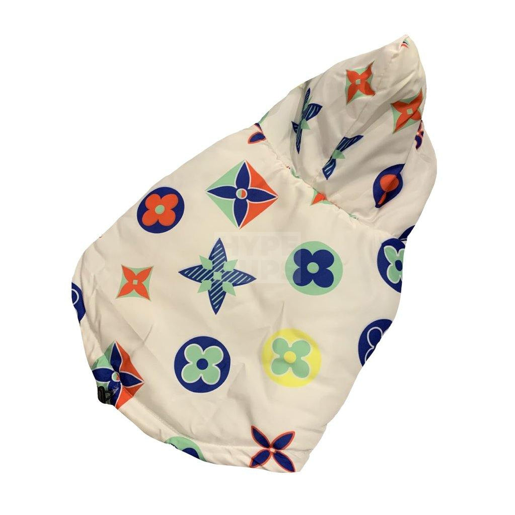 Chewy V Multicolour Monogram Jacket Hype Pups designer dog clothes.