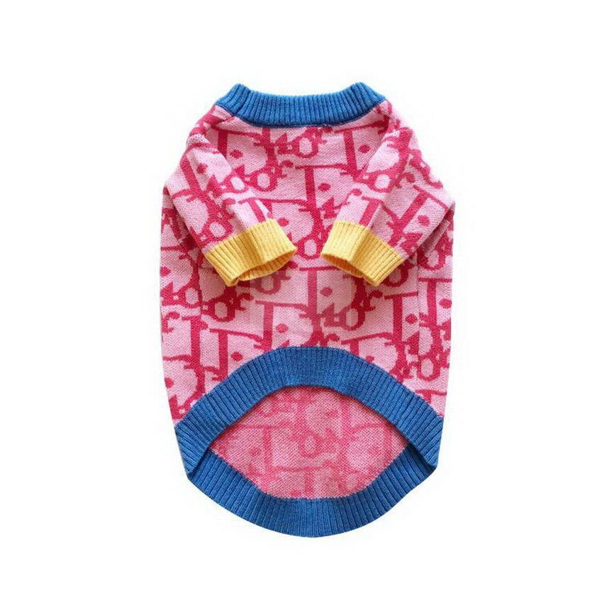 Dogior Blue & Pink Sweater Hype Pups designer dog clothes.