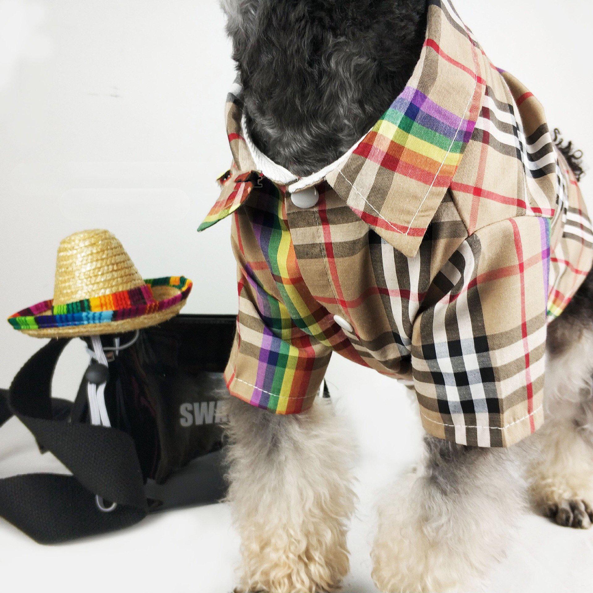 Furberry Rainbow Stripe Shirt Hype Pups designer dog clothes.