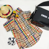 Furberry Rainbow Stripe Shirt Hype Pups designer dog clothes.