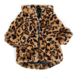 Leopard Faux Fur Dog Jacket Hype Pups designer dog clothes.