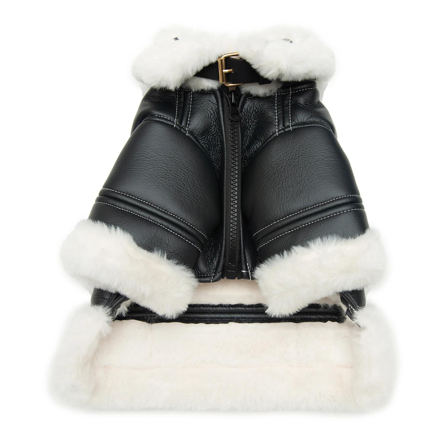 Lucky Dog Black Shearling Jacket Hype Pups designer dog clothes.