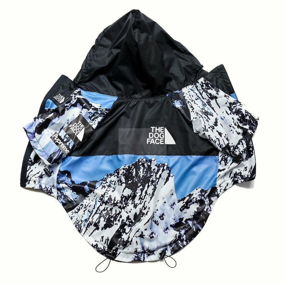 Pupreme x TDF Mountain Windbreaker Hype Pups designer dog clothes.
