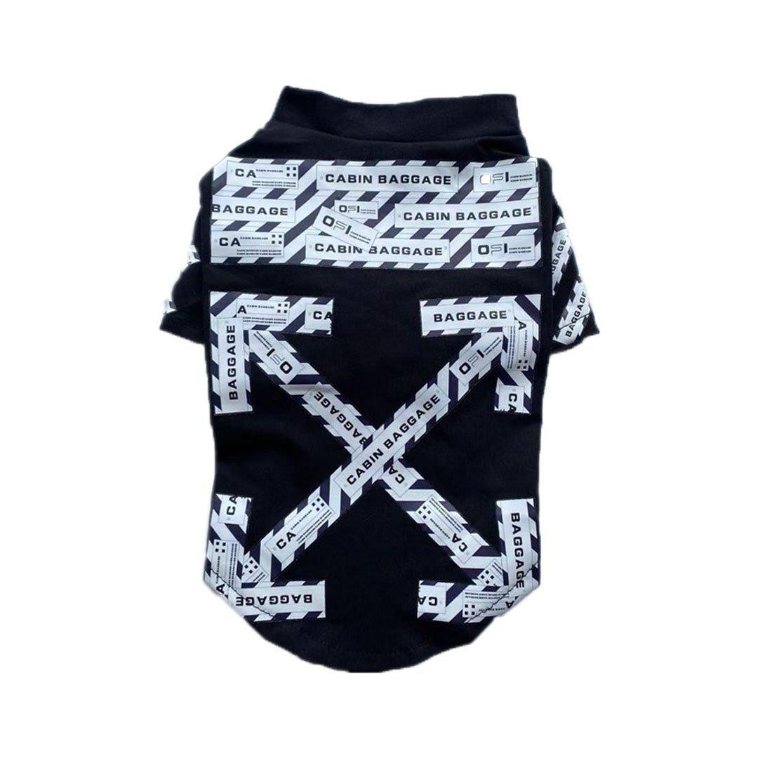 Woof-White Baggage Tee Hype Pups designer dog clothes.