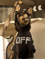 Woof-White Baggage Tee Hype Pups designer dog clothes.