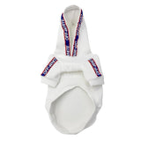 Woof-White Blue Trim Hoodie Hype Pups designer dog clothes.