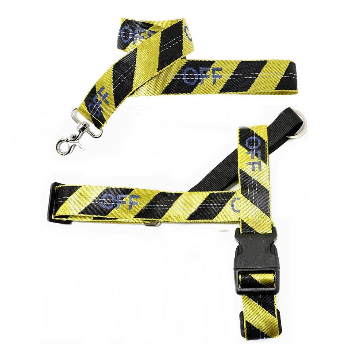 Woof-White Hazard Harness & Leash Hype Pups designer dog clothes.