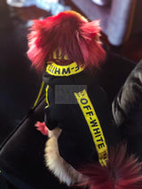 Woof-White Industrial Logo Hoodie Hype Pups designer dog clothes.