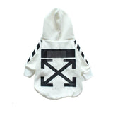 Woof-White “WOOF” Hoodie Hype Pups designer dog clothes.